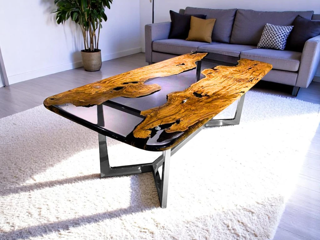   Crystal Clear Premium Live Edge Epoxy River Table Sale 